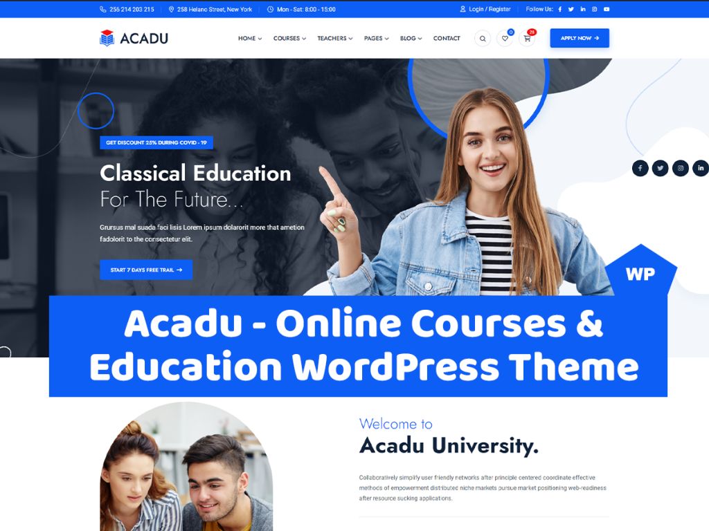 Education Online Courses WordPress Theme - Acadu