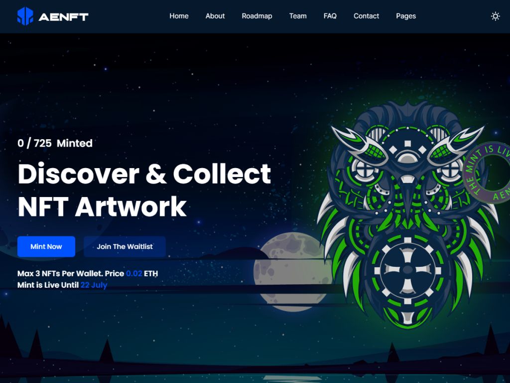 Crypto NFT Marketplace WordPress Theme - Aenft