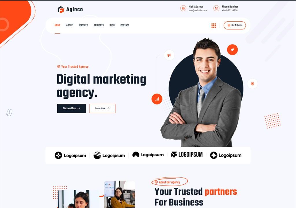 Technology Digital Marketing WordPress Theme - Aginco