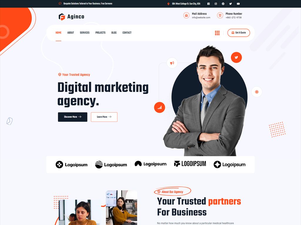 Technology Digital Marketing WordPress Theme - Aginco